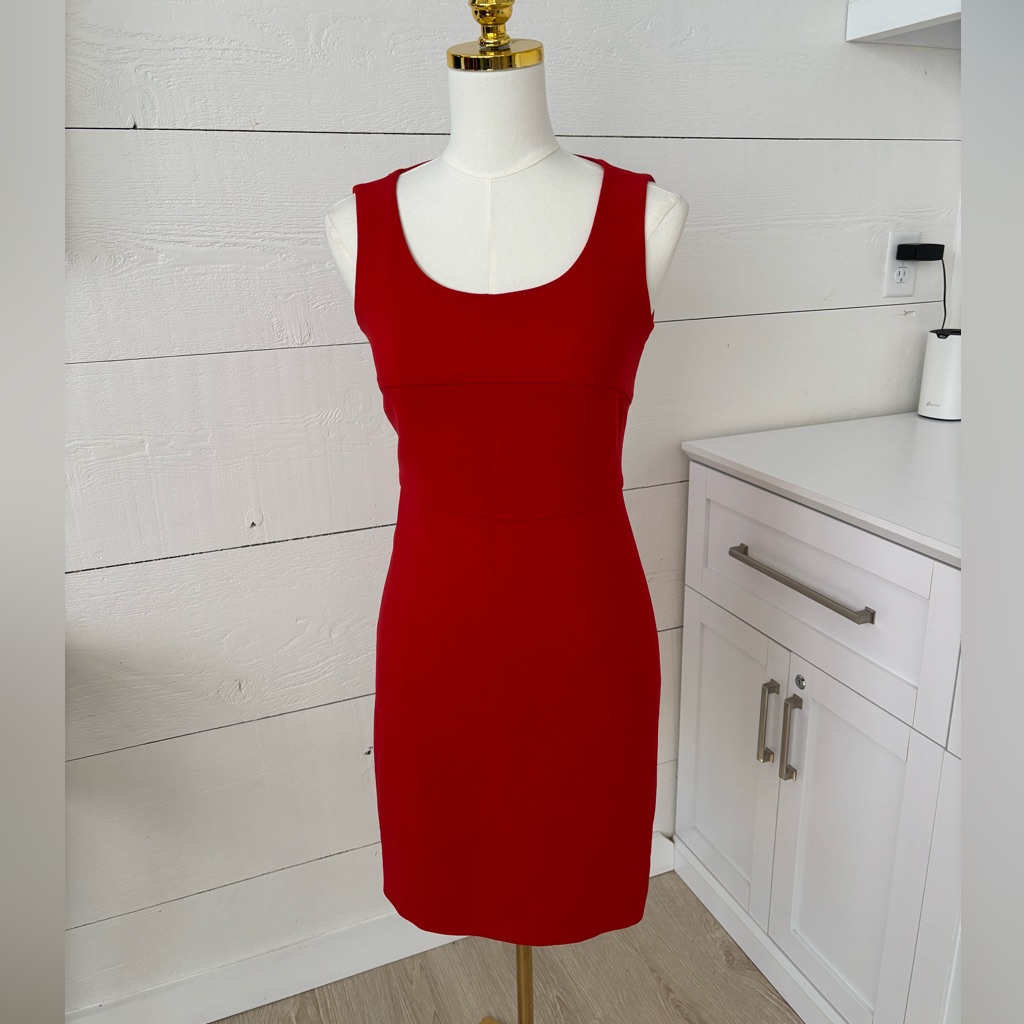 Maxmara Red Virgin Wool Sheath Dress It 32 Us 2 Made In Italy